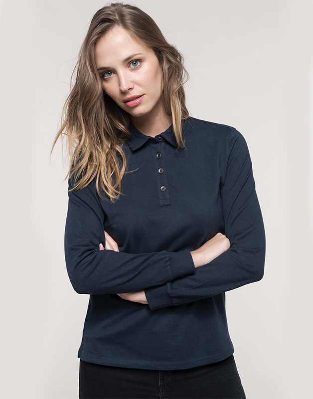 Polo jersey manches longues femme