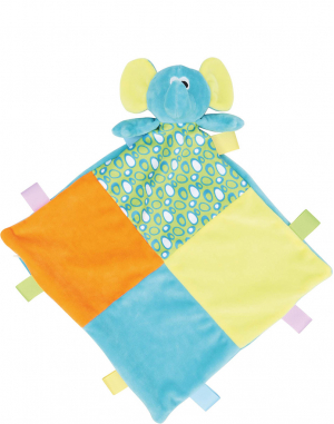 DOUDOU PLAT MULTICOLORE ÉLÉPHANT